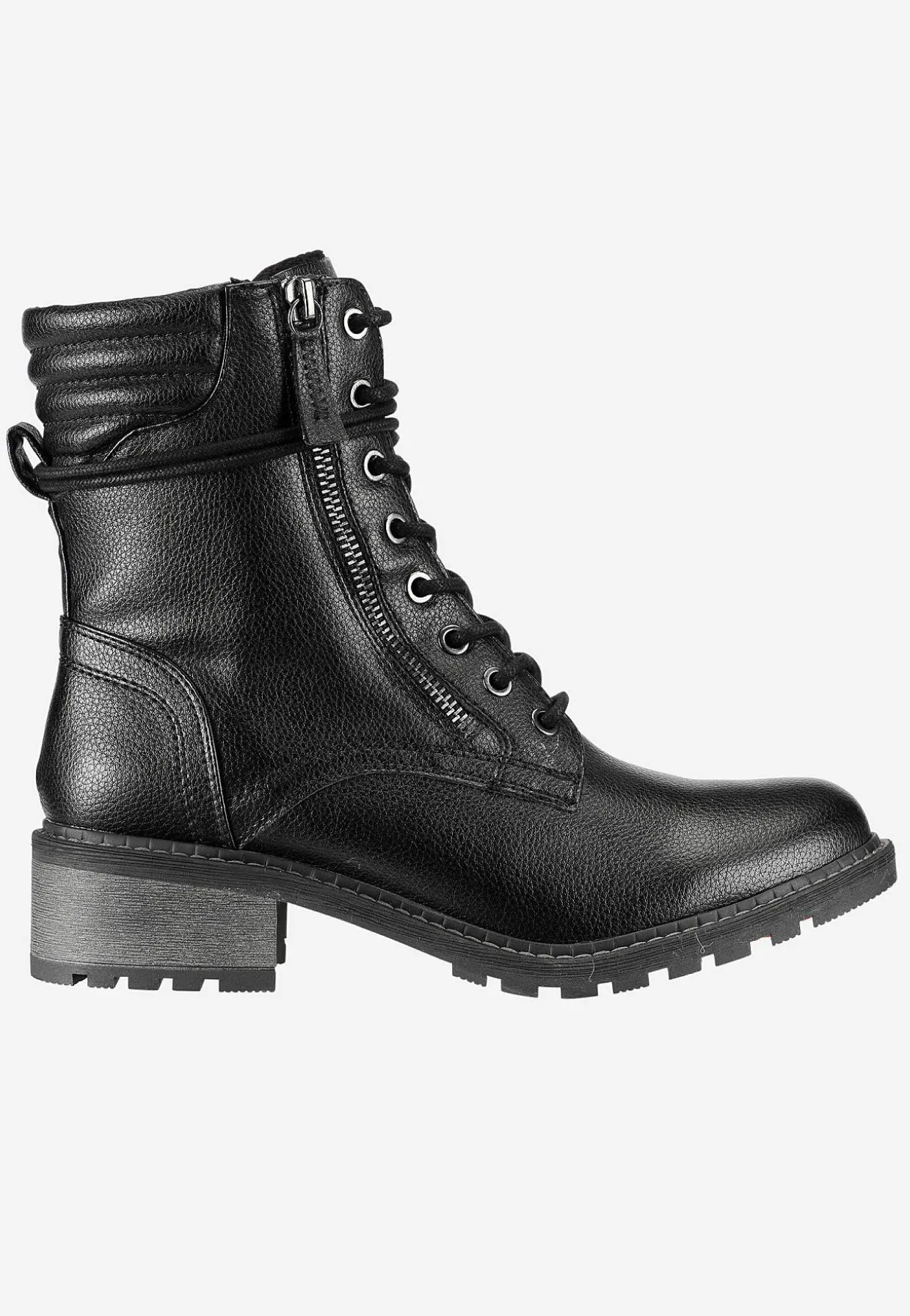 Ankelstøvle med snøring og lynlås