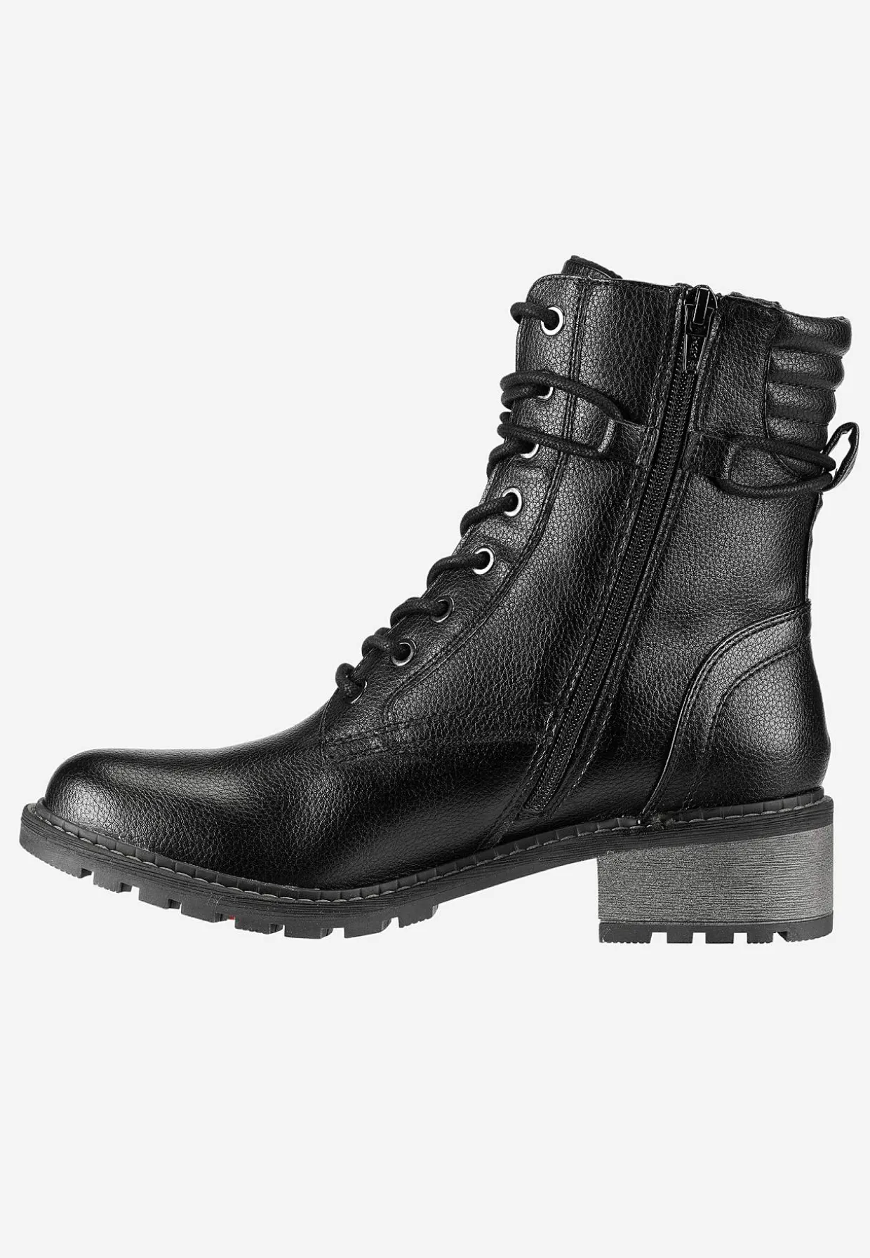 Ankelstøvle med snøring og lynlås