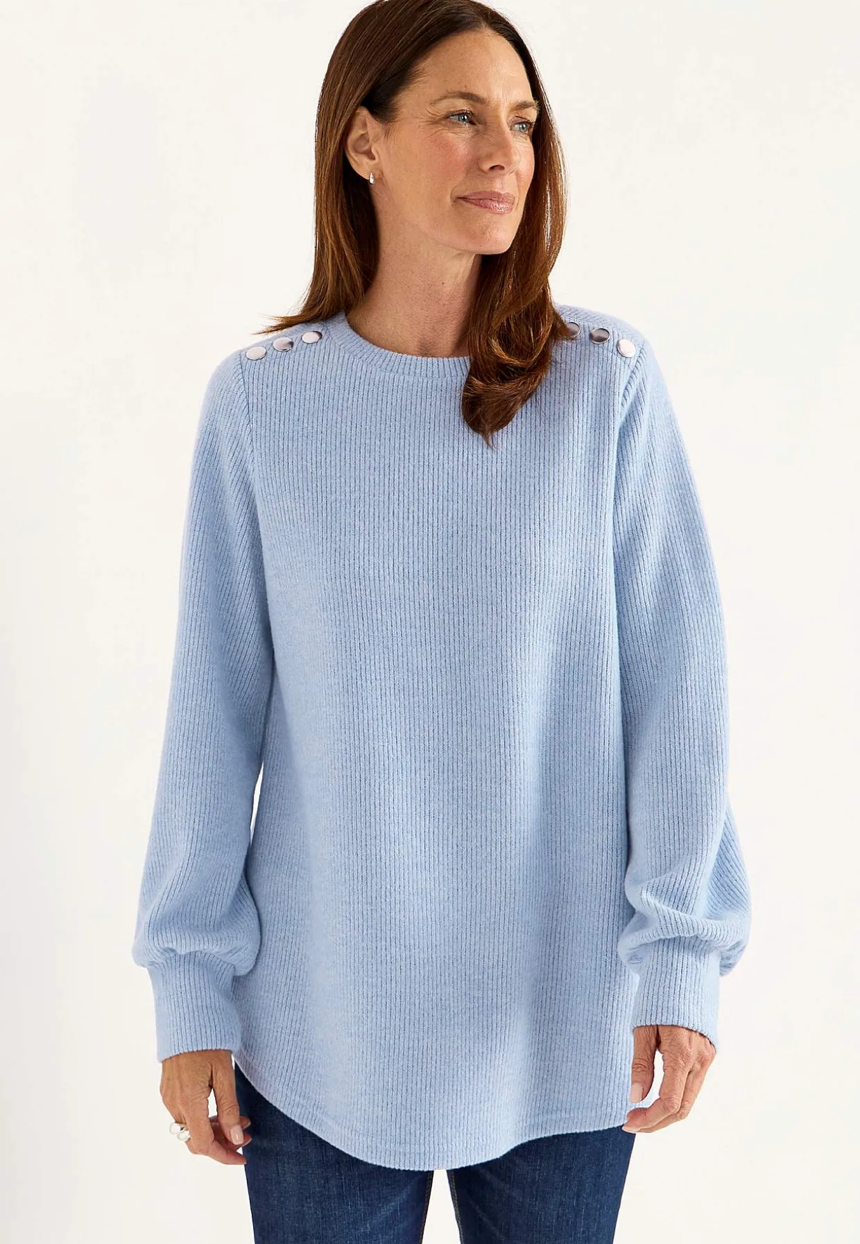 Blød jerseytrøje med knapper Beata