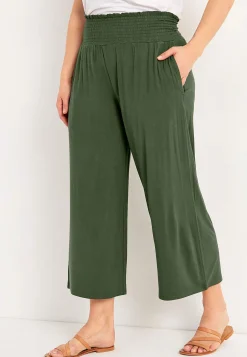 Bløde jerseybukser med smocket elastisk talje Liv