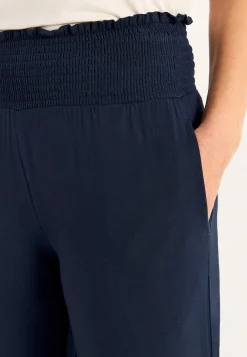 Bløde jerseybukser med smocket elastisk talje Liv