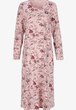 Blomstret natkjole med lange ærmer