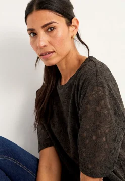 Blondetop med afrundet krave