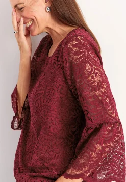 Blondetop med trompetærme