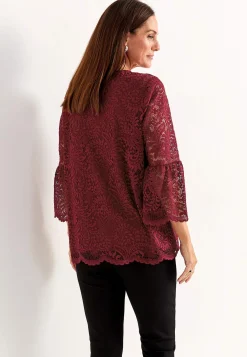 Blondetop med trompetærme