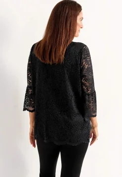 Blondetop med trompetærme