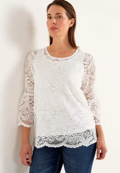 Blondetop med trompetærme