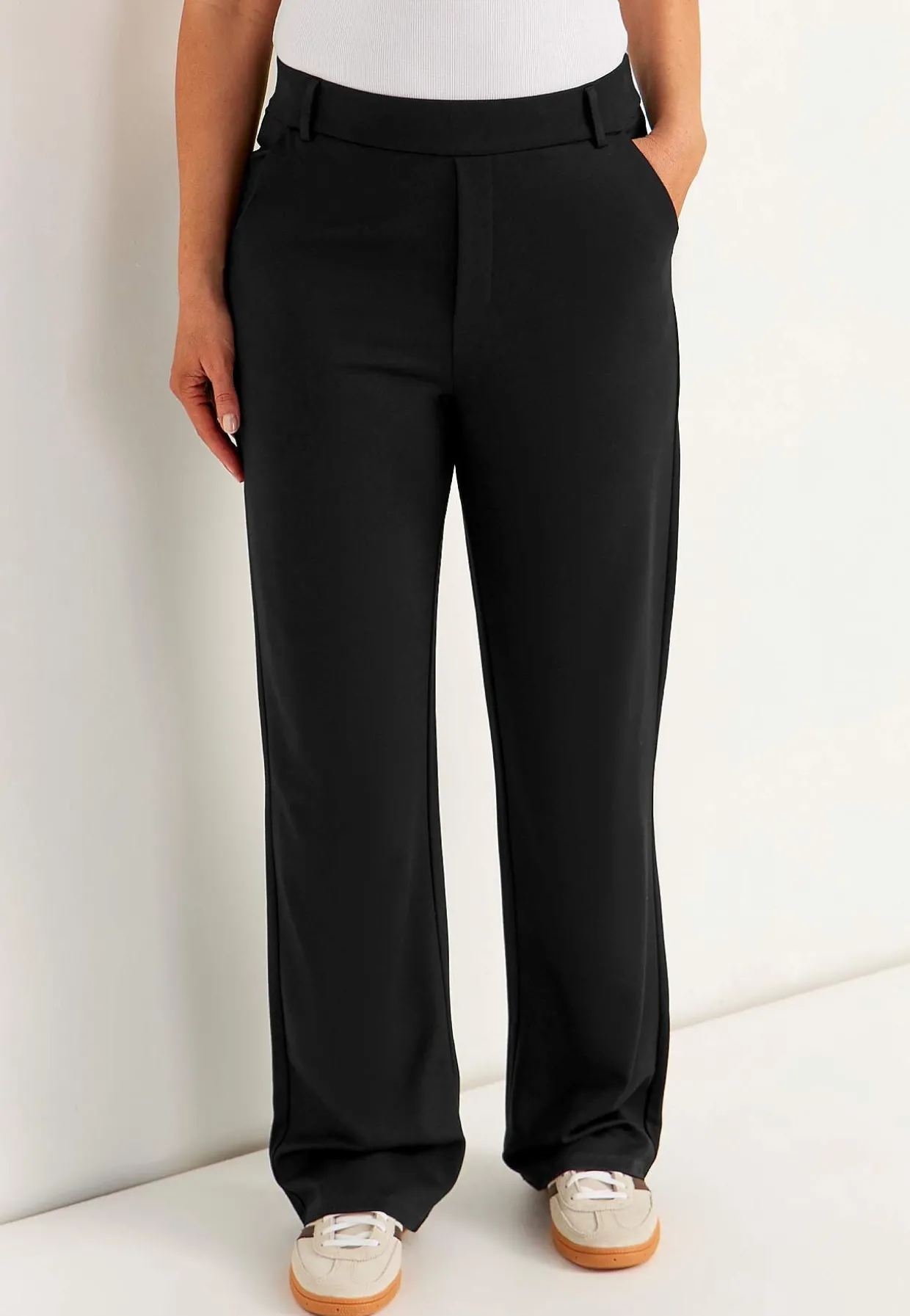 Brede bukser i Punto di Roma jersey med lommer Lisa | Cellbes