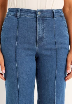 Brede jeans med syede pressefolder Mia