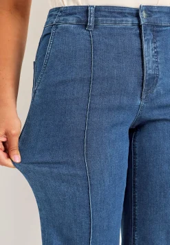Brede jeans med syede pressefolder Mia