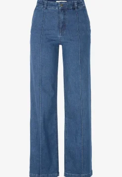 Brede jeans med syede pressefolder Mia