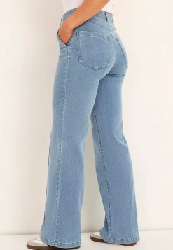 Brede jeans med syede pressefolder Mia