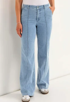 Brede jeans med syede pressefolder Mia