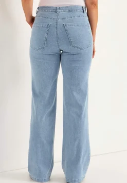 Brede jeans med syede pressefolder Mia