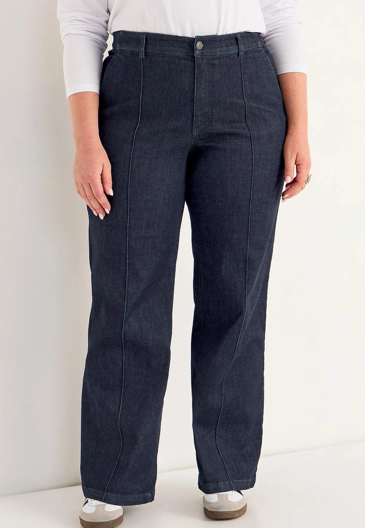 Brede jeans med syede pressefolder Mia | Cellbes