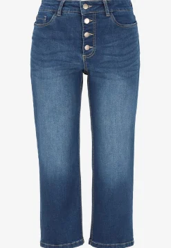 Crop jeans med knaplukning