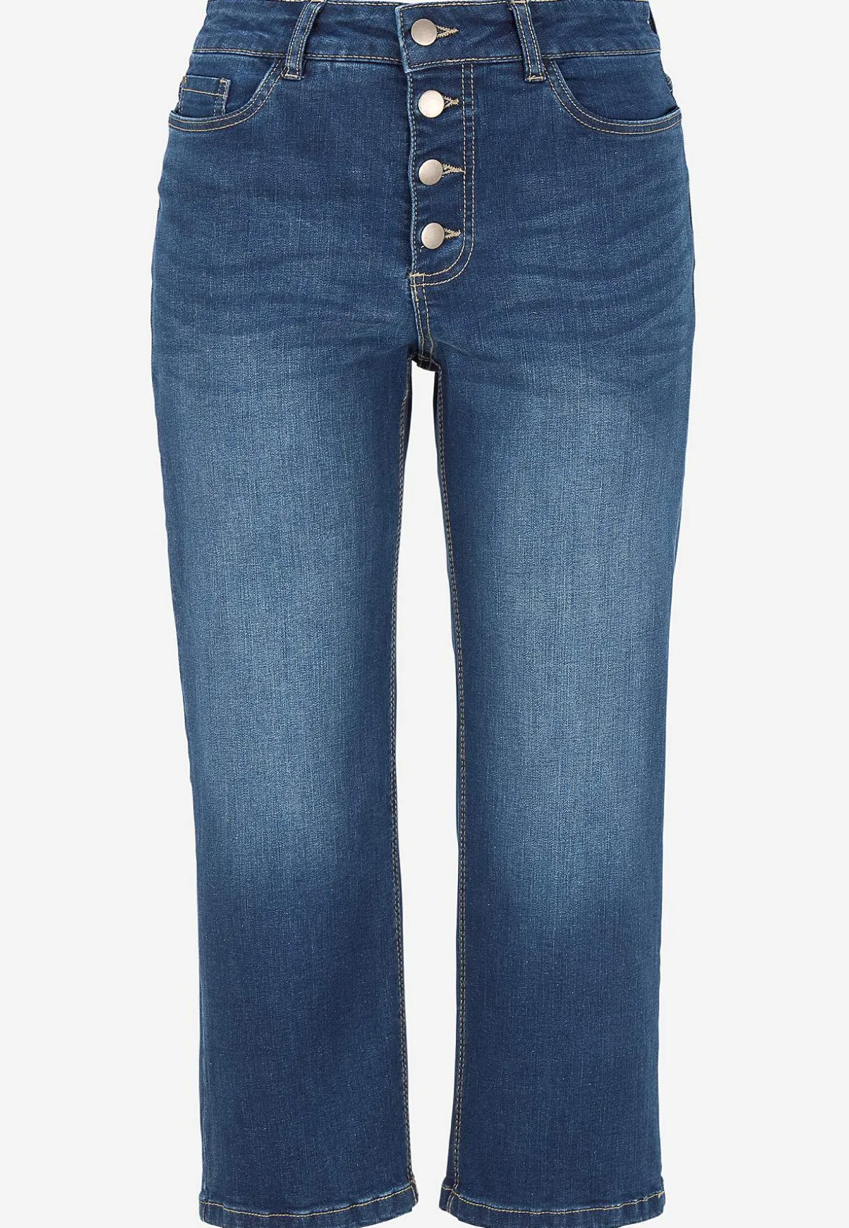 Crop jeans med knaplukning
