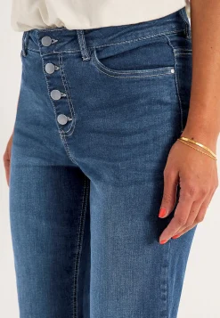 Crop jeans med knaplukning