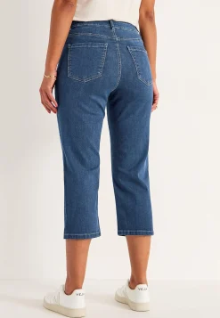 Crop jeans med knaplukning