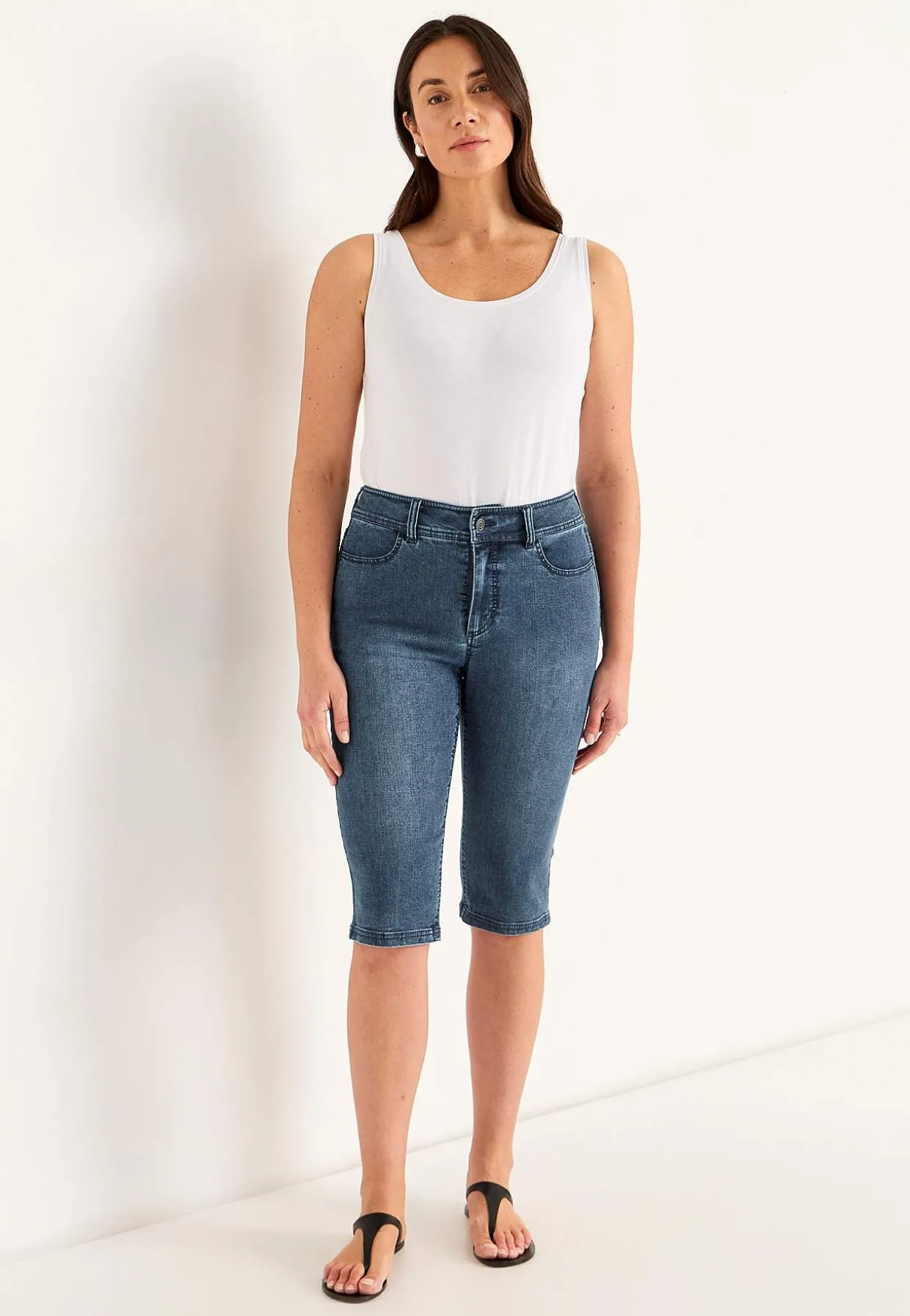 Crop jeans med superstræk Sara