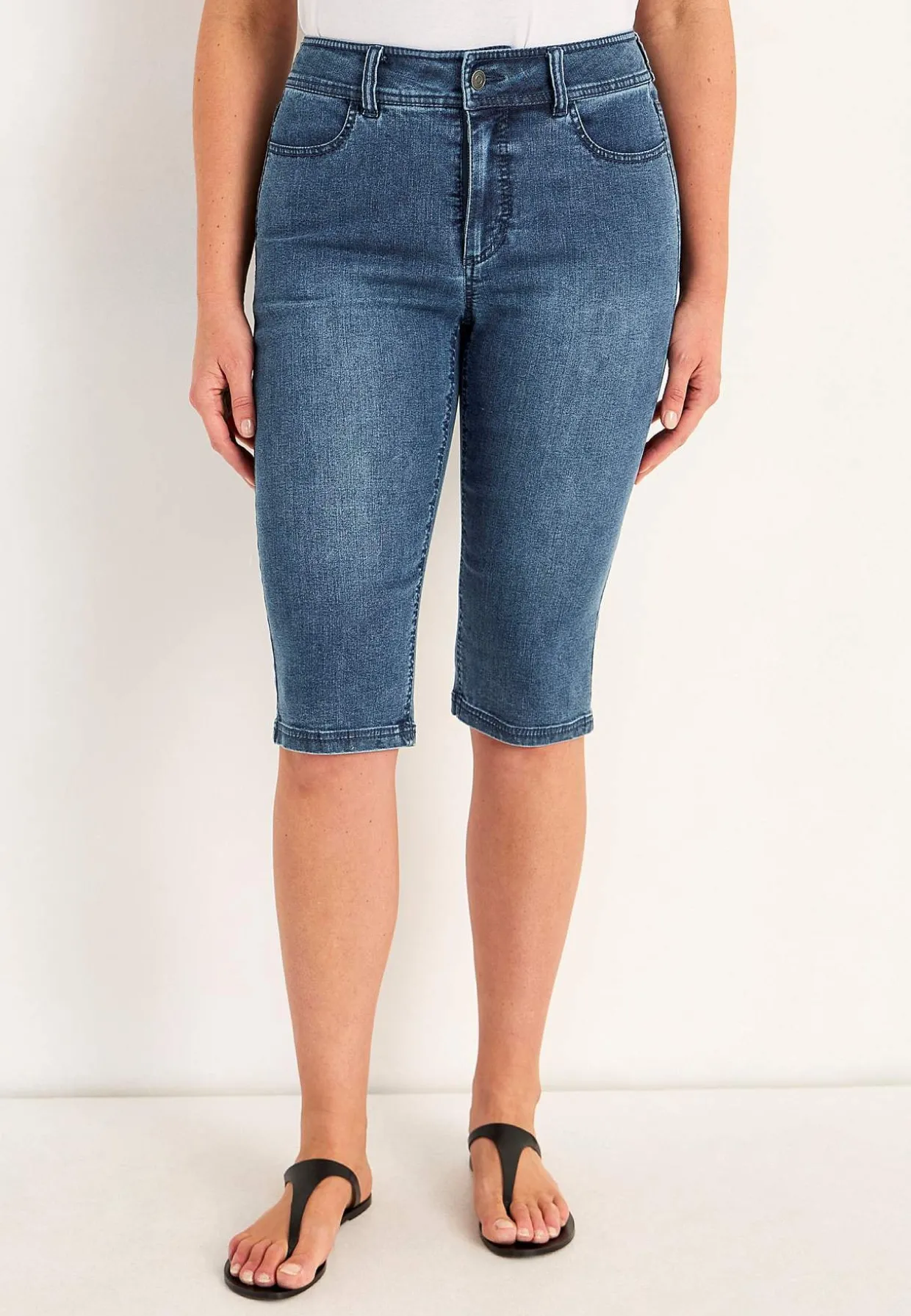 Crop jeans med superstræk Sara