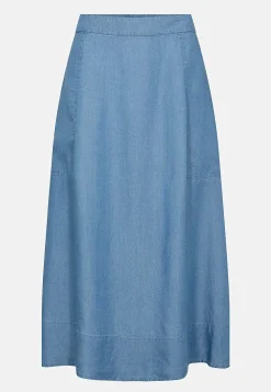 Denimnederdel i lyocell med lommer