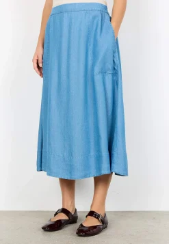 Denimnederdel i lyocell med lommer