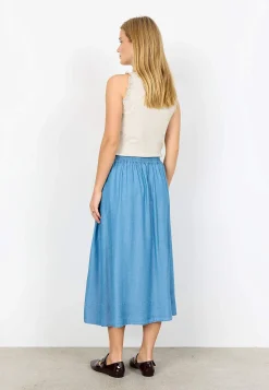 Denimnederdel i lyocell med lommer