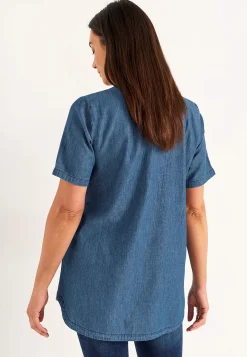 Denimtunika med dekorativ v-hals