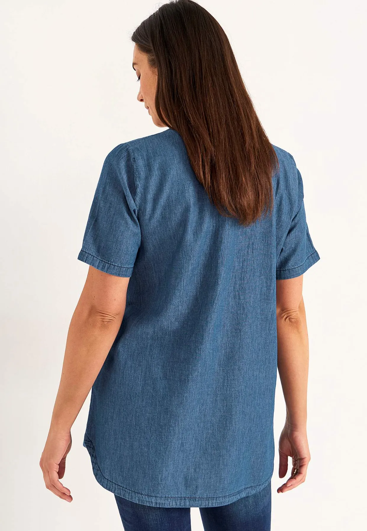 Denimtunika med dekorativ v-hals