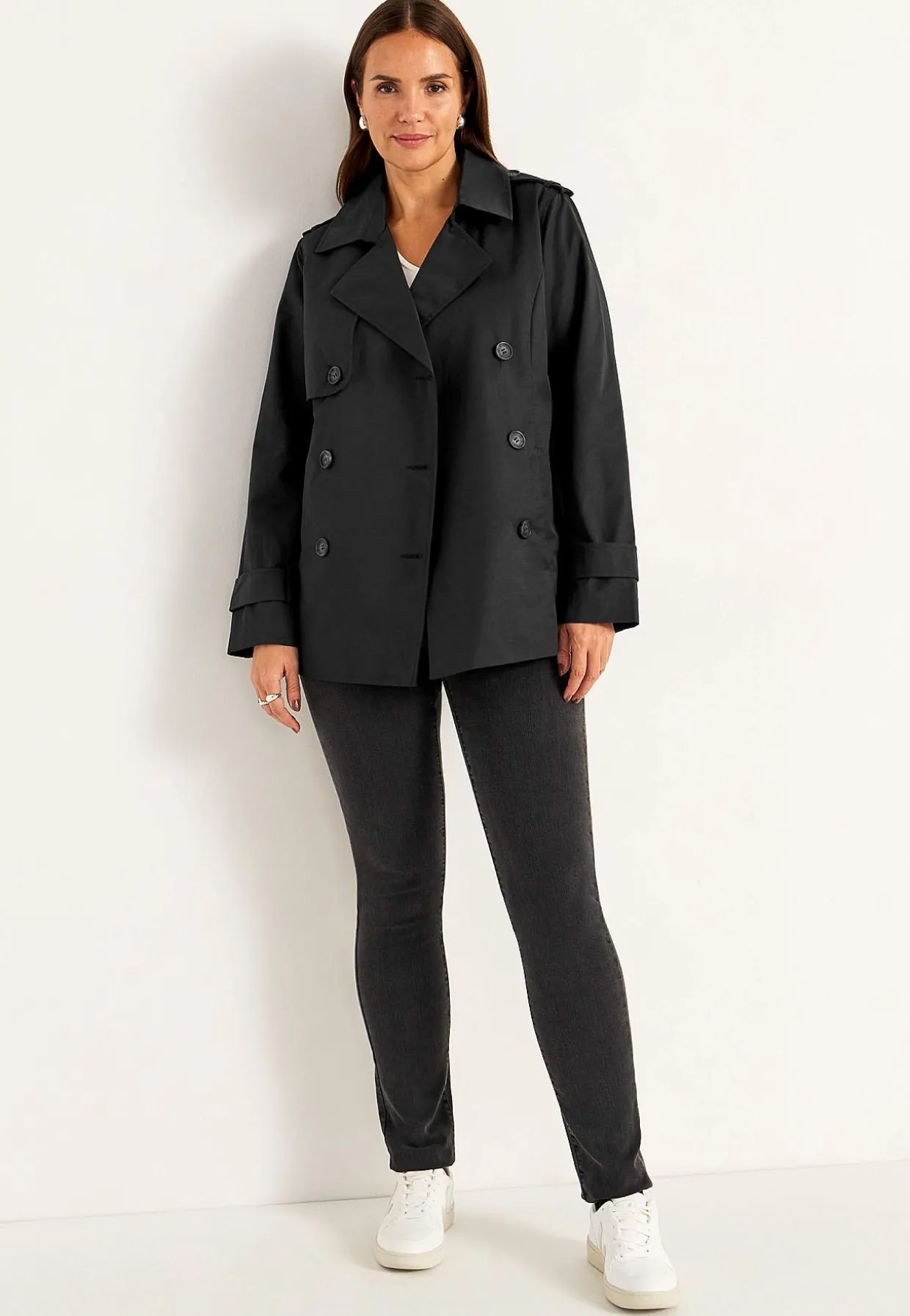 Dobbeltbrystet, kort trenchcoat | Cellbes