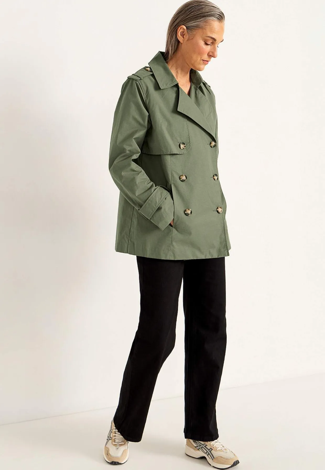 Dobbeltbrystet, kort trenchcoat | Cellbes