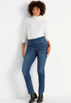 Elastisk jegging med rhinstensdetaljer