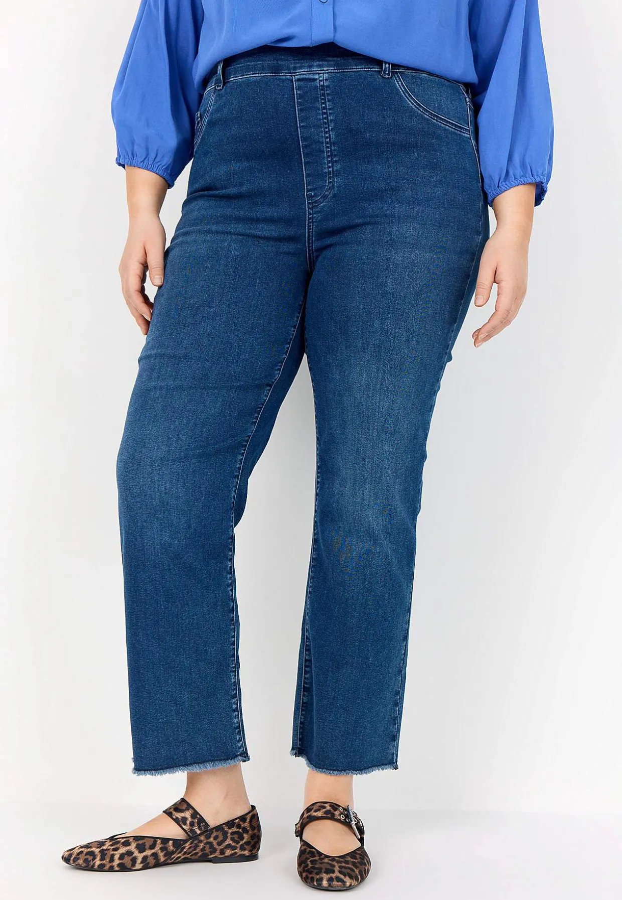 Elastiske ankeljeans med høj elastisk talje | Cellbes