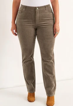 Elastiske fløjlsbukser med lige ben