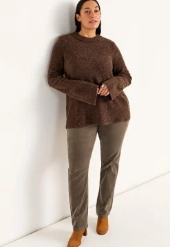 Elastiske fløjlsbukser med lige ben