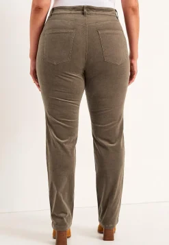 Elastiske fløjlsbukser med lige ben