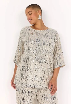 Festlig jerseytop med pailleter | Cellbes