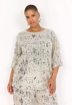 Festlig jerseytop med pailleter | Cellbes