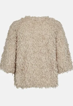 Festtop med fjerlignende materiale