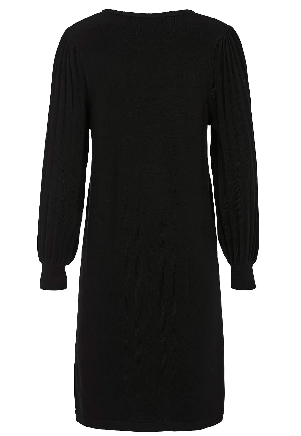 Fintstrikket kjole med plisserede ærmer