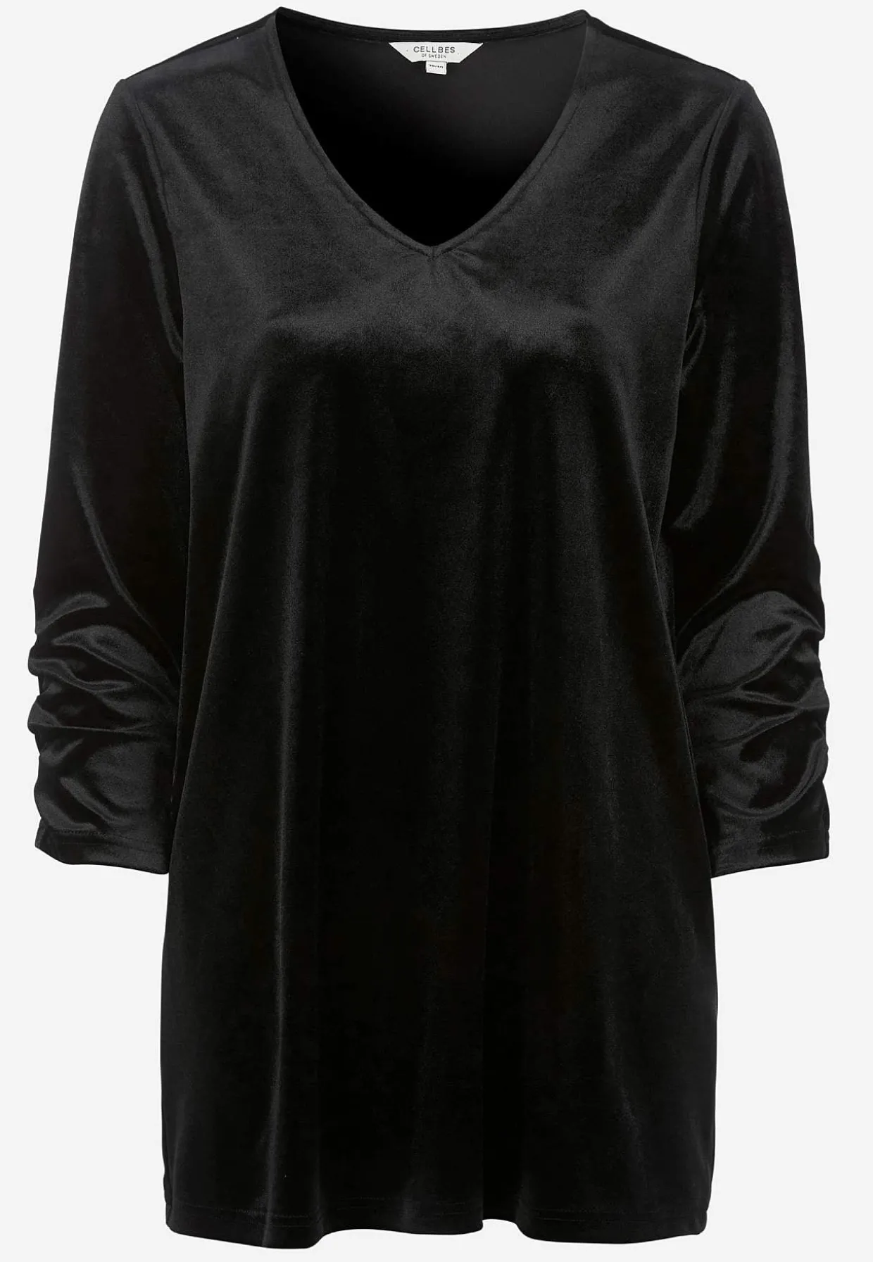 Fløjlstunika med rynket ærmedetalje