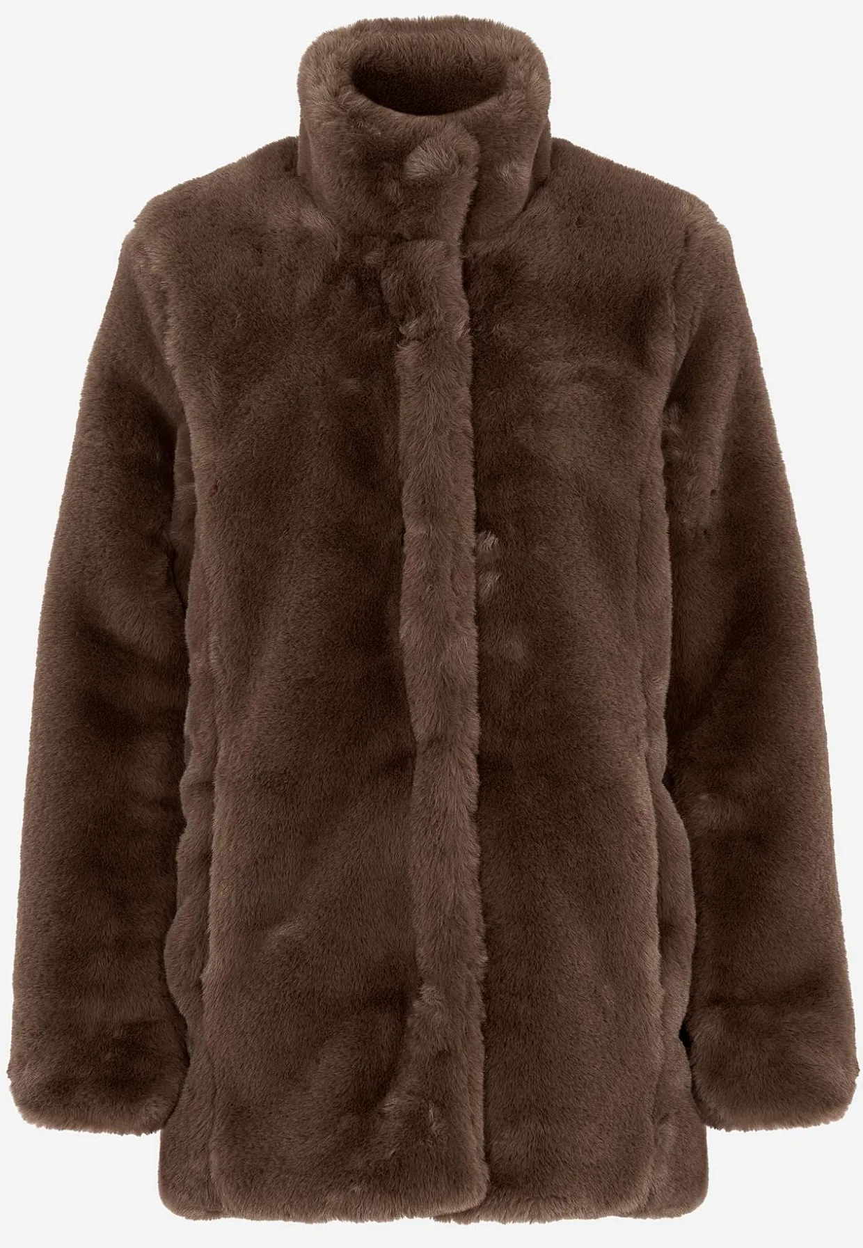 Frakke med blød pelsimitation