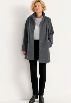 Frakke med opretstående krave