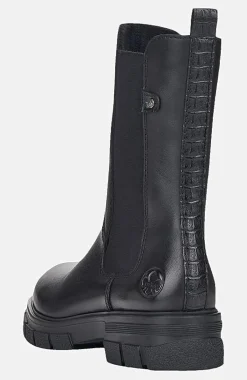 Høj skindstøvle med lynlås