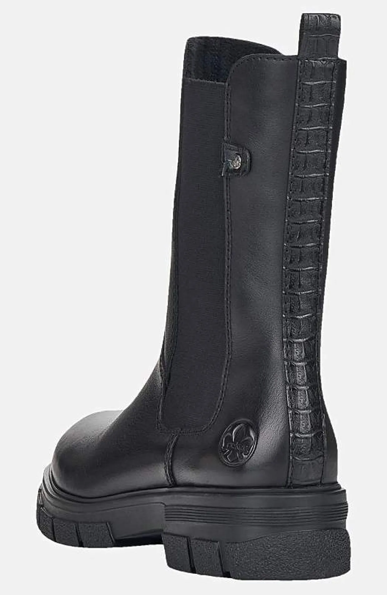 Høj skindstøvle med lynlås