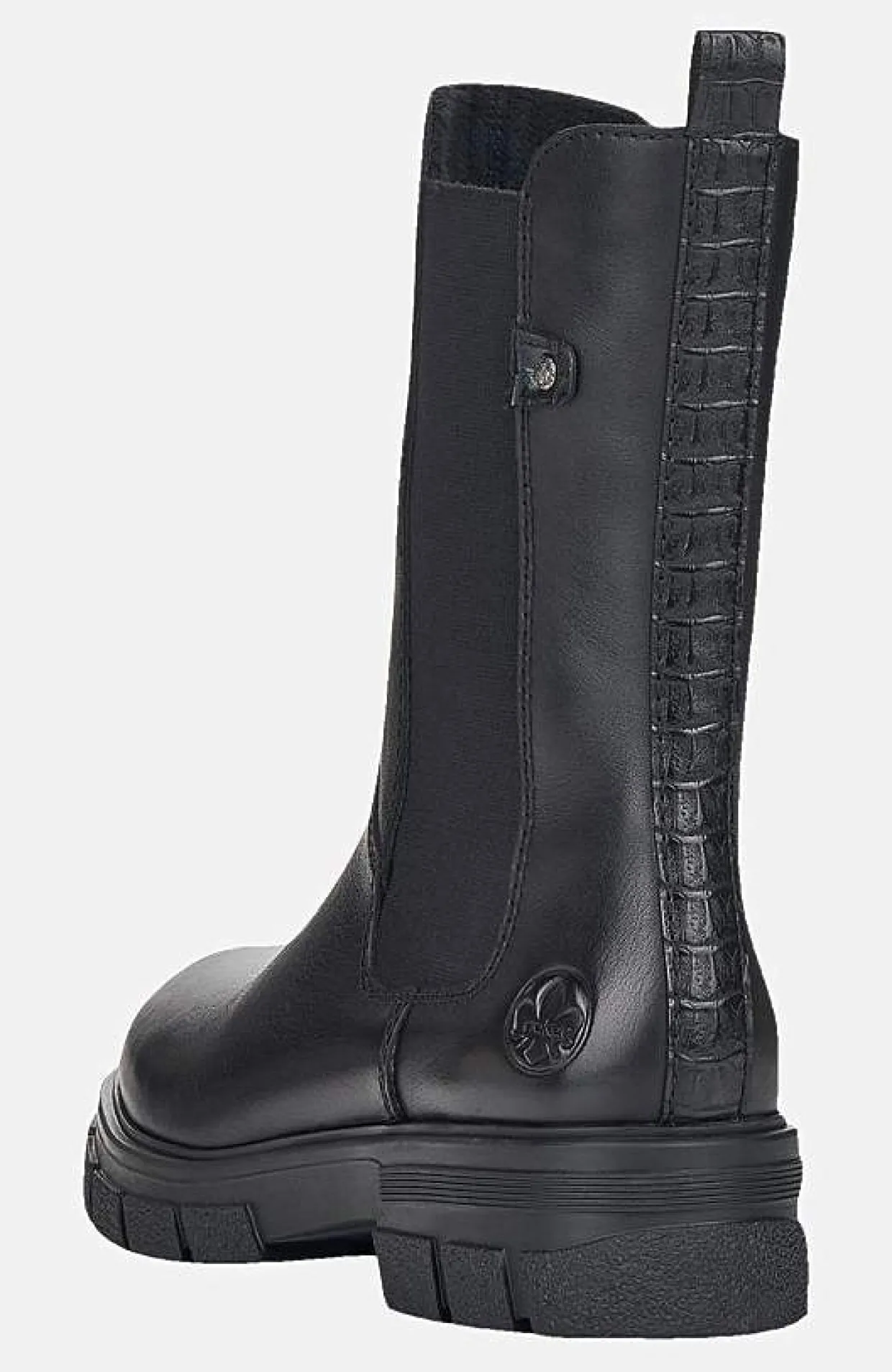 Høj skindstøvle med lynlås