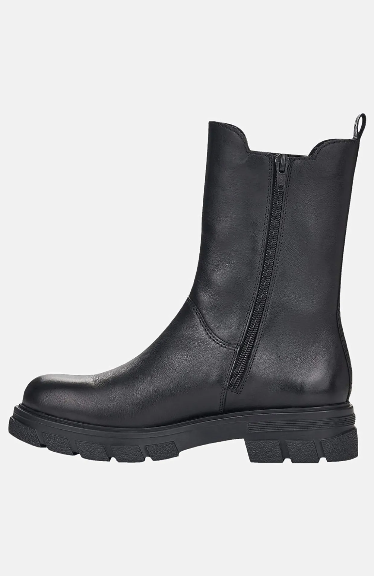 Høj skindstøvle med lynlås