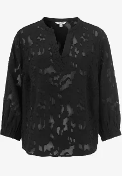 Jacquardvævet, næsten gennemsigtig bluse