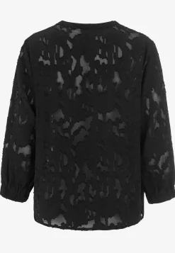 Jacquardvævet, næsten gennemsigtig bluse